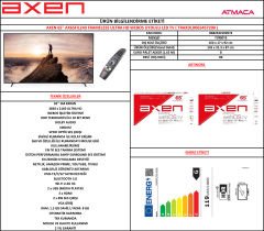 Axen AX65FIL240 Ultra HD (4K) TV (AX65FIL240) TEŞHİR ÜRÜNÜDÜR.